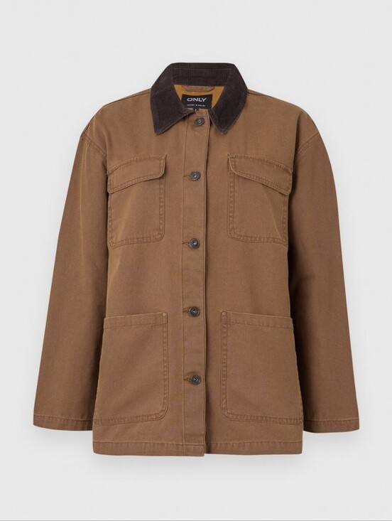 Only Jackets & Blazers - ONLY Women's Brown Field Jacket with Dark Corduroy Collar